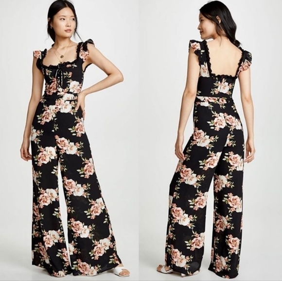 Likely Pants - Revolve Likely Marlena Jumpsuit in Black Multi floral like new size 2
